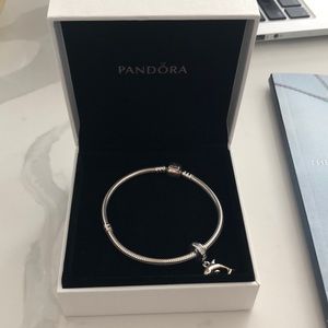 never worn - pandora bracelet with dolphin charm